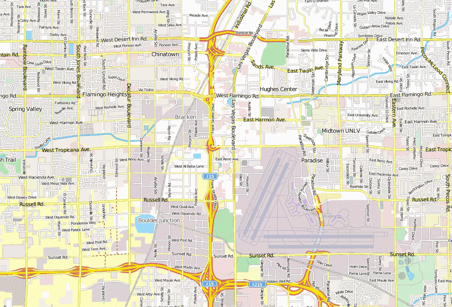 Excalibur Hotel-Stadtplan mit Satellitenbild und Unterkünften von Las Vegas